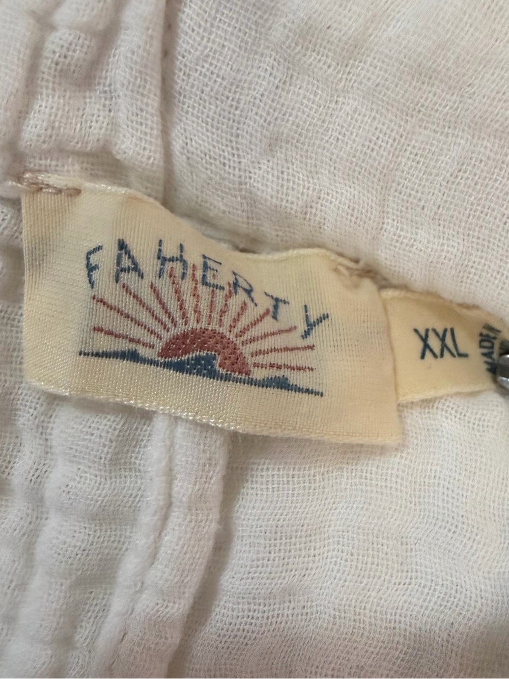 Faherty White Wide-Leg Gauze Drawstring Pants 100% organic cotton - Picture 7 of 8